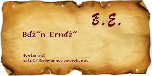 Bán Ernő névjegykártya